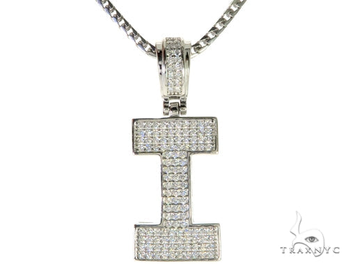 CZ Silver Initial(I) Pendant 24 Inches Franco Chain Set 58477 - Image 1