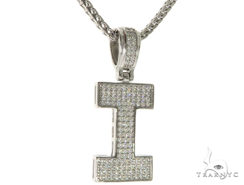 CZ Silver Initial(I) Pendant 24 Inches Franco Chain Set 58477 - Image 2