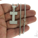 CZ Silver Initial(I) Pendant 24 Inches Franco Chain Set 58477 - Image 4