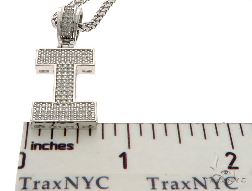 CZ Silver Initial(I) Pendant 24 Inches Franco Chain Set 58477 - Image 6