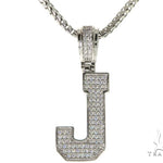 CZ Silver Initial(J) Pendant 24 Inches Franco Chain Set 58478 - Image 1