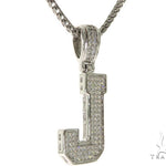 CZ Silver Initial(J) Pendant 24 Inches Franco Chain Set 58478 - Image 2
