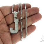 CZ Silver Initial(J) Pendant 24 Inches Franco Chain Set 58478 - Image 4