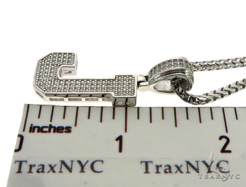 CZ Silver Initial(J) Pendant 24 Inches Franco Chain Set 58478 - Image 5