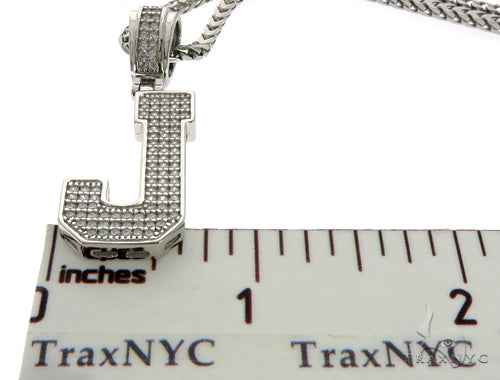 CZ Silver Initial(J) Pendant 24 Inches Franco Chain Set 58478 - Image 6