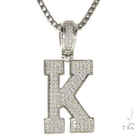 CZ Silver Initial(K) Pendant 24 Inches Franco Chain Set 58479 - Image 1