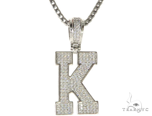 CZ Silver Initial(K) Pendant 24 Inches Franco Chain Set 58479 - Image 1