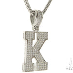 CZ Silver Initial(K) Pendant 24 Inches Franco Chain Set 58479 - Image 2