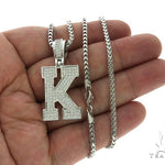 CZ Silver Initial(K) Pendant 24 Inches Franco Chain Set 58479 - Image 4