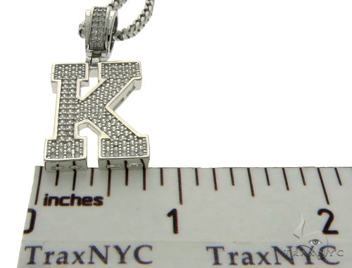CZ Silver Initial(K) Pendant 24 Inches Franco Chain Set 58479 - Image 6