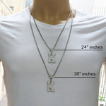 CZ Silver Initial(K) Pendant 24 Inches Franco Chain Set 58479 - Image 7