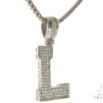 CZ Silver Initial(L) Pendant 24 Inches Franco Chain Set 58480 - Image 2