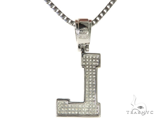 CZ Silver Initial(L) Pendant 24 Inches Franco Chain Set 58480 - Image 3