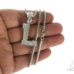 CZ Silver Initial(L) Pendant 24 Inches Franco Chain Set 58480 - Image 4