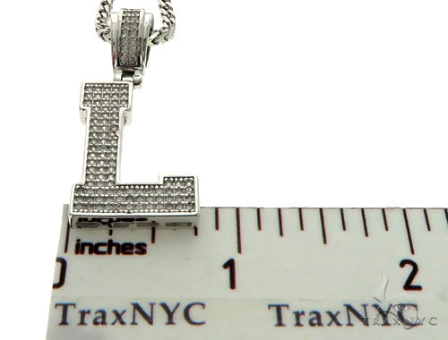 CZ Silver Initial(L) Pendant 24 Inches Franco Chain Set 58480 - Image 6