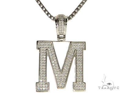 CZ Silver Initial(M) Pendant 24 Inches Franco Chain Set 58481 - Image 1