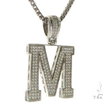 CZ Silver Initial(M) Pendant 24 Inches Franco Chain Set 58481 - Image 2