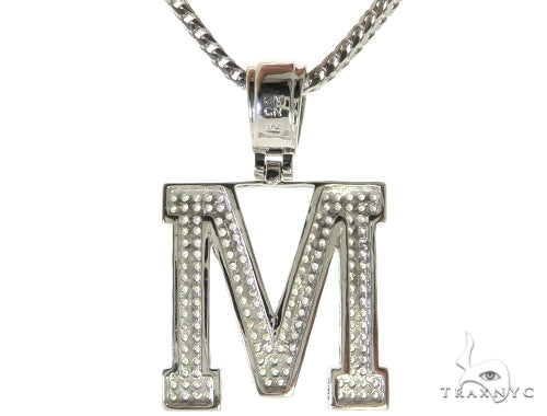 CZ Silver Initial(M) Pendant 24 Inches Franco Chain Set 58481 - Image 3