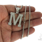 CZ Silver Initial(M) Pendant 24 Inches Franco Chain Set 58481 - Image 4