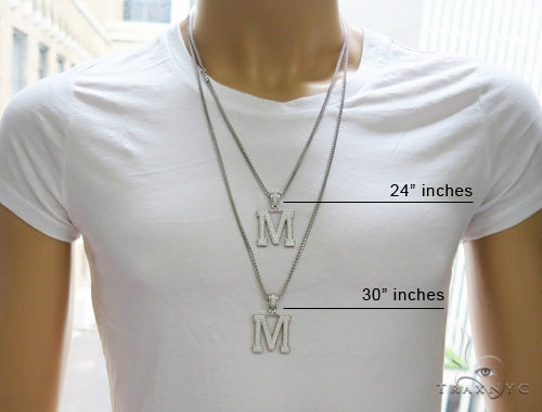 CZ Silver Initial(M) Pendant 24 Inches Franco Chain Set 58481 - Image 7