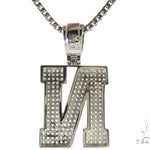 CZ Silver Initial(N) Pendant 24 Inches Franco Chain Set 58482 - Image 3