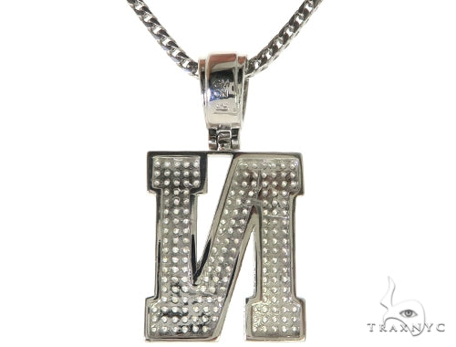 CZ Silver Initial(N) Pendant 24 Inches Franco Chain Set 58482 - Image 3