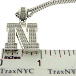 CZ Silver Initial(N) Pendant 24 Inches Franco Chain Set 58482 - Image 6