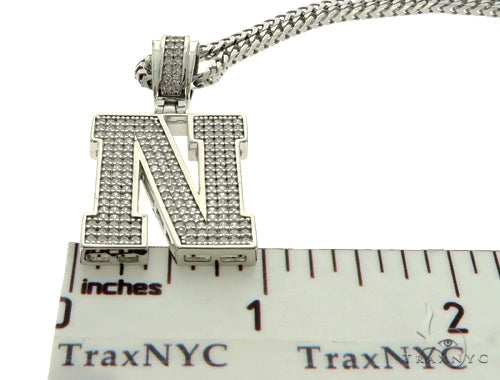 CZ Silver Initial(N) Pendant 24 Inches Franco Chain Set 58482 - Image 6