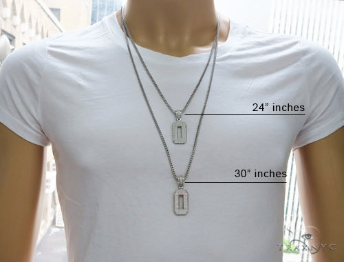 CZ Silver Initial(O) Pendant 24 Inches Franco Chain Set 58483 - Image 7