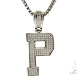 CZ Silver Initial(P) Pendant 24 Inches Franco Chain Set 58484 - Image 1