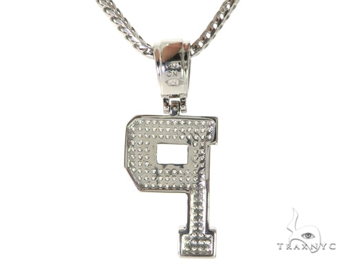 CZ Silver Initial(P) Pendant 24 Inches Franco Chain Set 58484 - Image 3