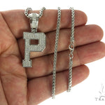 CZ Silver Initial(P) Pendant 24 Inches Franco Chain Set 58484 - Image 4