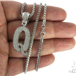 CZ Silver Initial(Q) Pendant 24 Inches Franco Chain Set 58485 - Image 4