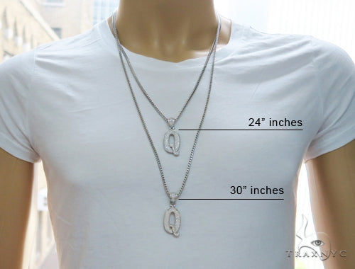 CZ Silver Initial(Q) Pendant 24 Inches Franco Chain Set 58485 - Image 7