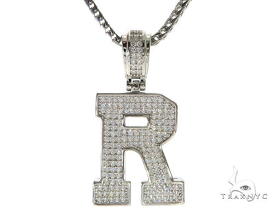 CZ Silver Initial(R) Pendant 24 Inches Franco Chain Set 58486 - Image 1