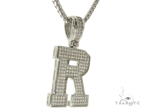 CZ Silver Initial(R) Pendant 24 Inches Franco Chain Set 58486 - Image 2