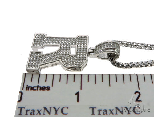 CZ Silver Initial(R) Pendant 24 Inches Franco Chain Set 58486 - Image 5