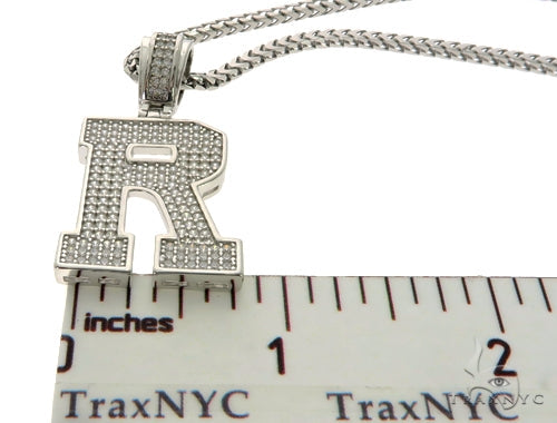 CZ Silver Initial(R) Pendant 24 Inches Franco Chain Set 58486 - Image 6