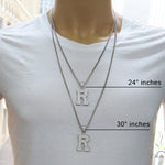 CZ Silver Initial(R) Pendant 24 Inches Franco Chain Set 58486 - Image 7
