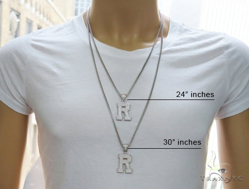 CZ Silver Initial(R) Pendant 24 Inches Franco Chain Set 58486 - Image 7