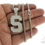 CZ Silver Initial(S) Pendant 24 Inches Franco Chain Set 58487 - Image 4