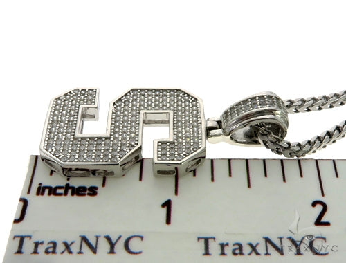 CZ Silver Initial(S) Pendant 24 Inches Franco Chain Set 58487 - Image 5