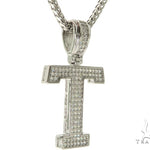 CZ Silver Initial(T) Pendant 24 Inches Franco Chain Set 58488 - Image 2