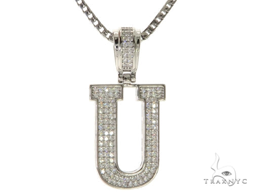 CZ Silver Initial(U) Pendant 24 Inches Franco Chain Set 58489 - Image 1