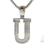 CZ Silver Initial(U) Pendant 24 Inches Franco Chain Set 58489 - Image 3