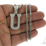 CZ Silver Initial(U) Pendant 24 Inches Franco Chain Set 58489 - Image 4