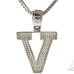 CZ Silver Initial(V) Pendant 24 Inches Franco Chain Set 58490 - Image 3