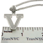 CZ Silver Initial(V) Pendant 24 Inches Franco Chain Set 58490 - Image 5