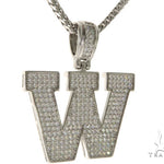 CZ Silver Initial(W) Pendant 24 Inches Franco Chain Set 58491 - Image 2