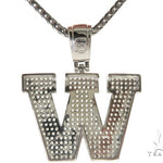CZ Silver Initial(W) Pendant 24 Inches Franco Chain Set 58491 - Image 3